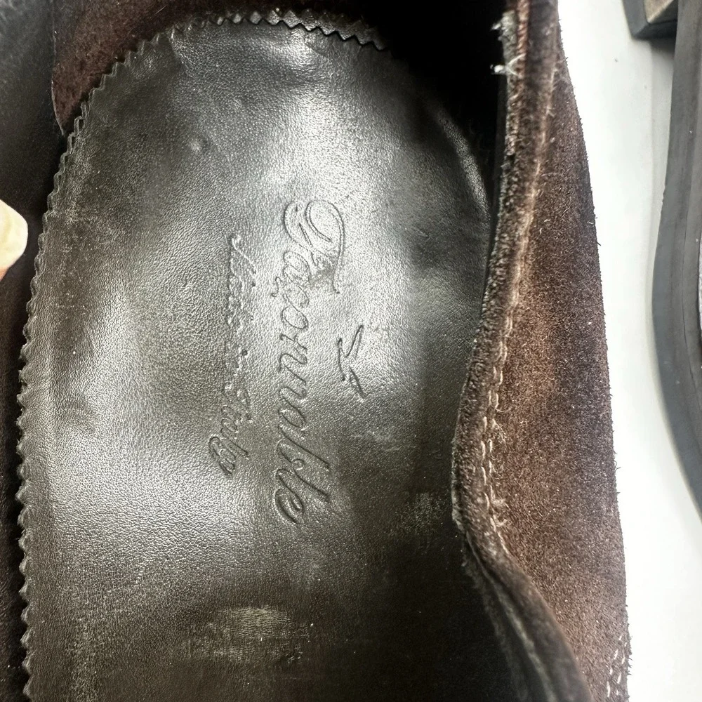 FACONNABLE Andrea Oxfords Made in Italy Shoes Brown Suede Men's US 9.5 42.5 EU
